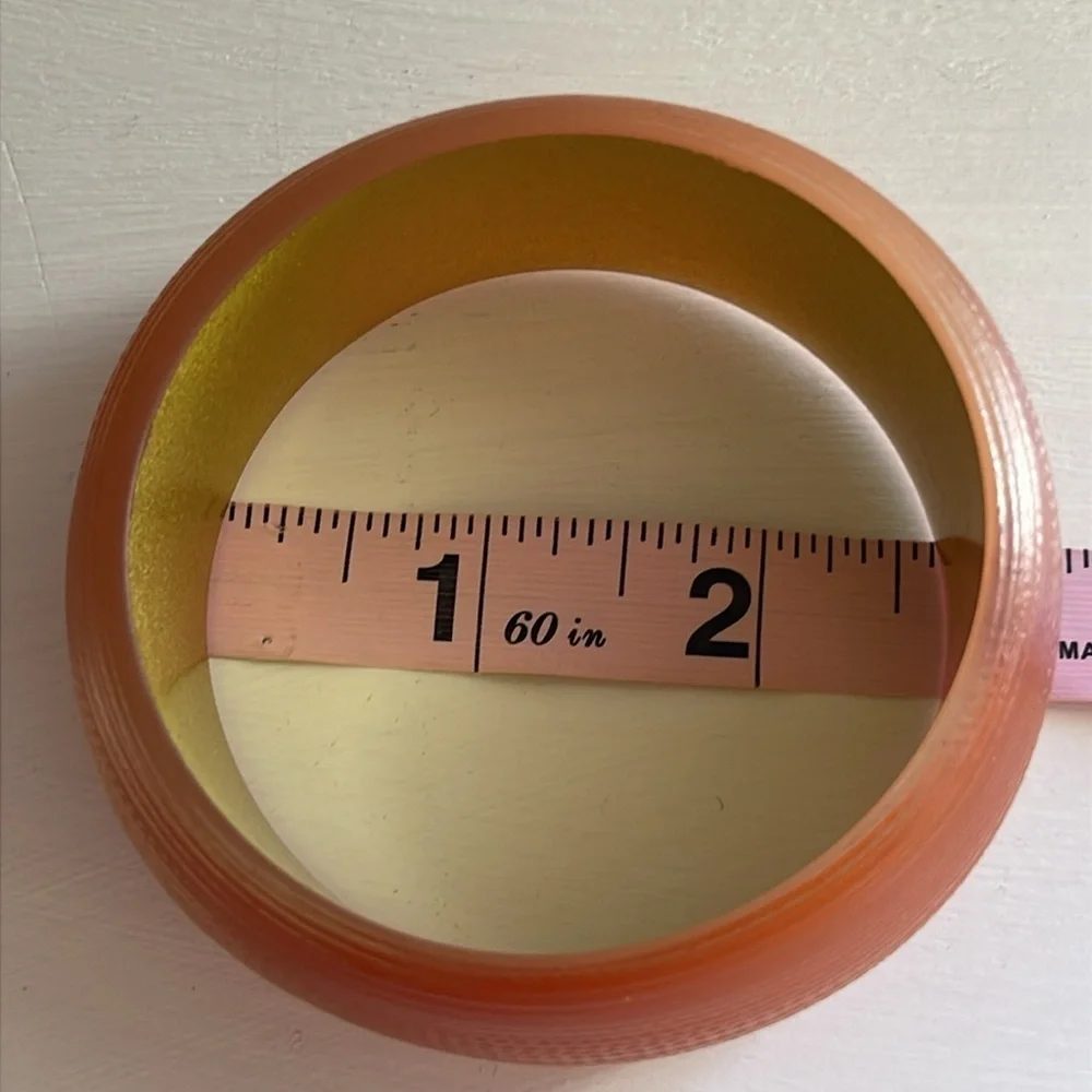 Vintage Style Textured Orange Lucite Chunky Statement Bangle - Picture 7 of 8